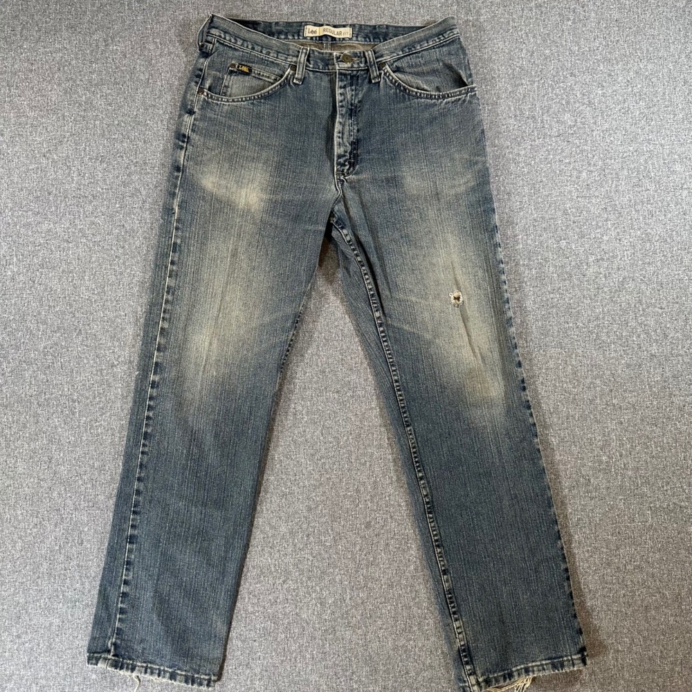 Lee Regular Fit Mens Jeans‎ 34x32 Blue Denim Straight Leg Pants Vintage Style